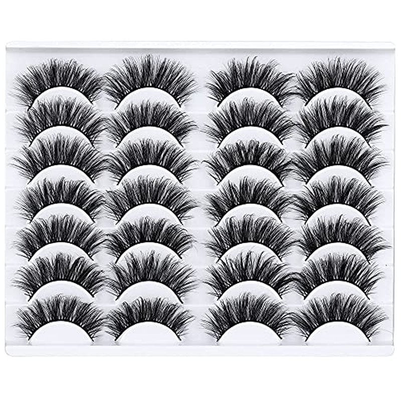 LANFLOWER 3D Faux Mink Eyelashes - 14 Pairs Fluffy Volume Lashes