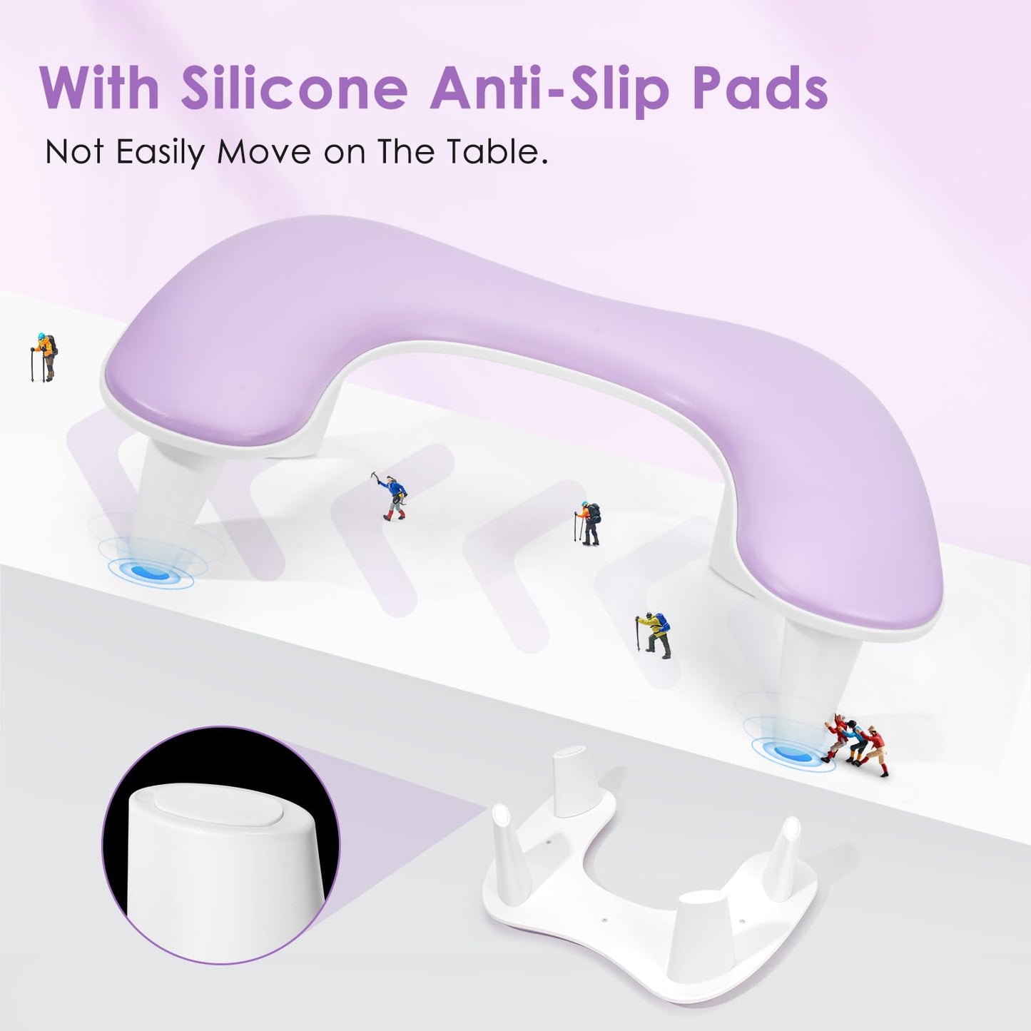 Arm Rest for Nails Tech: U-Shaped Manicure Nail Arm Rest Stand Purple Big Armrest Microfiber PU Leather Hand Rest Pillow for Acrylic Nail Cushion