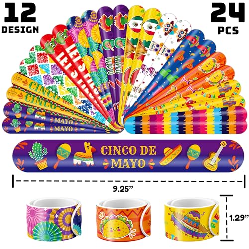 Cinco de Mayo Party Favor Set - 48 Tattoos & 24 Slap Bracelets