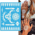 White Henna Temporary Tattoos - 6 Sheets Lace Mandala Flower Body Art