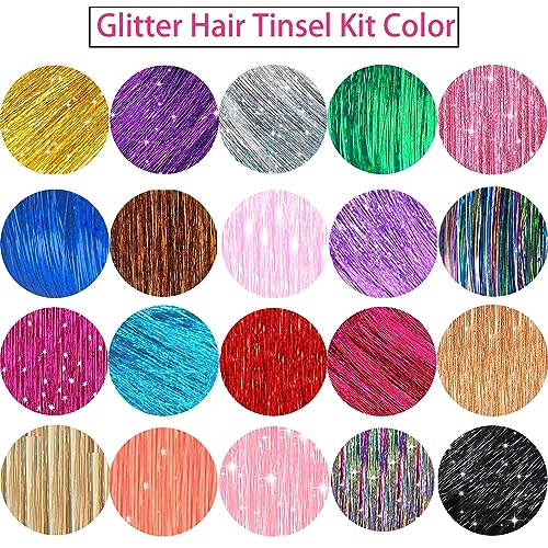 Hair Tinsel Kit 48 Inch - 20 Colors 8000 Strands