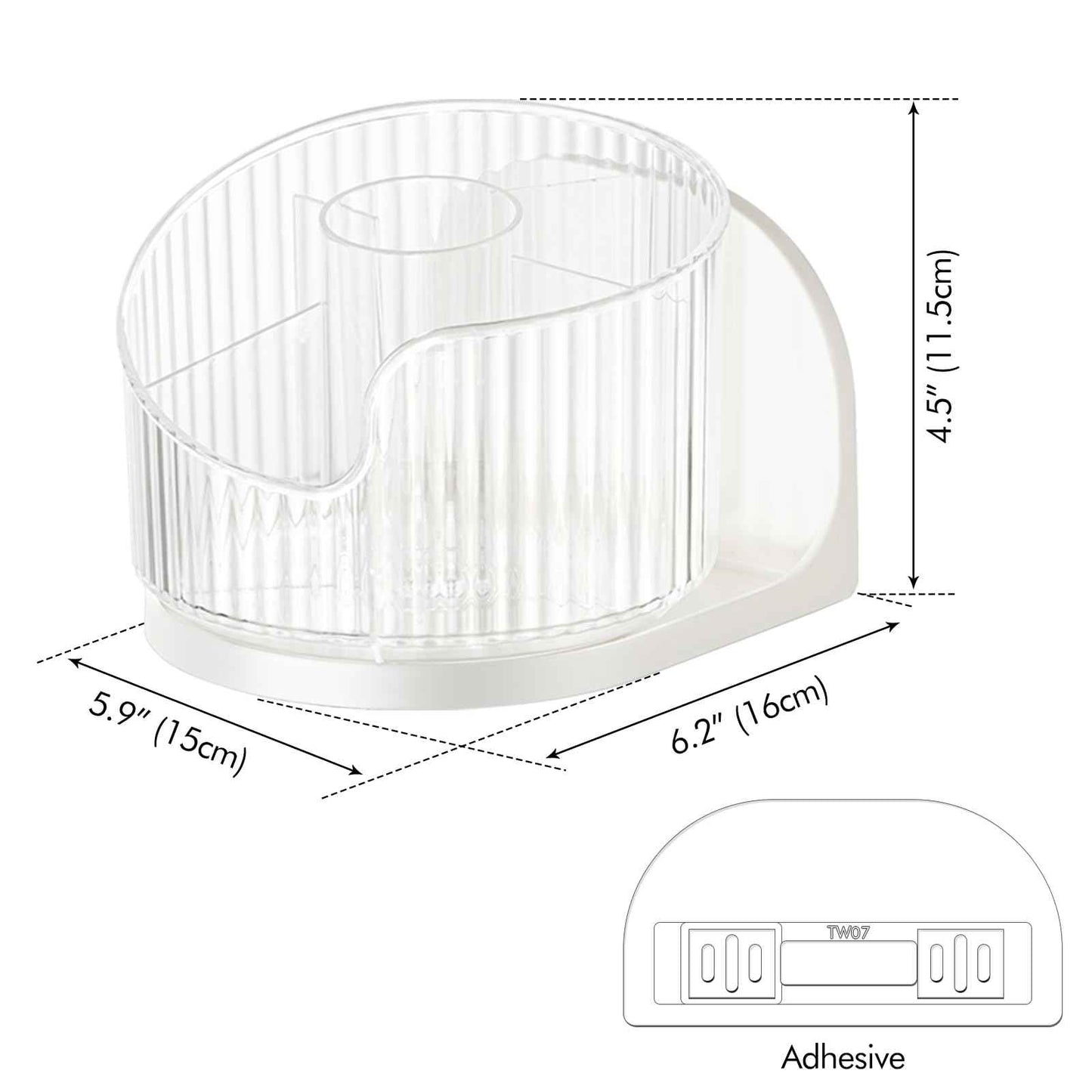 Poeland Wall Mounted Makeup Brushes Organizer, 360 Rotating Makeup Holder with 6 Compartments for Skincare Products, Makeup Brushes