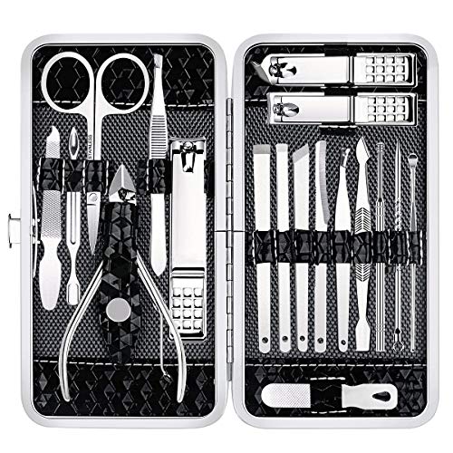 Yougai 18-Piece Manicure Set with Leather Case | Professional Nail Clippers