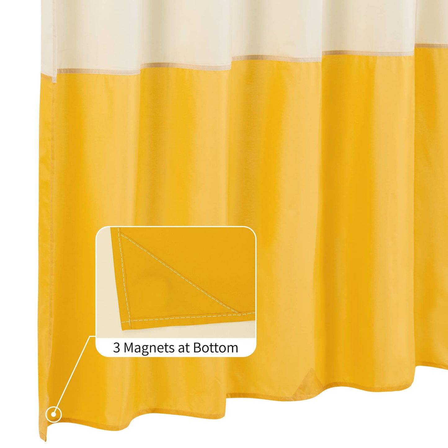 ALYVIA SPRING Waterproof Fabric Shower Curtain Liner - Soft & Light-Weight Cloth Shower Liner, 3 Bottom Magnets, Hotel Quality & Machine Washable - Standard Size 72x72, Cream and Yellow