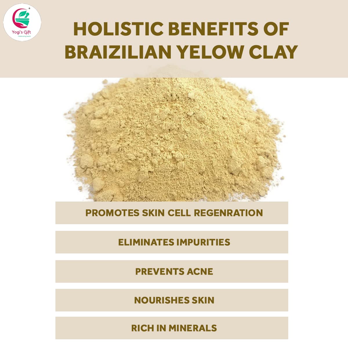 Brazilian Yellow Clay 10 oz | 100% Natural Clay Powdered | Soap Making Clay by Yogi's Gift®