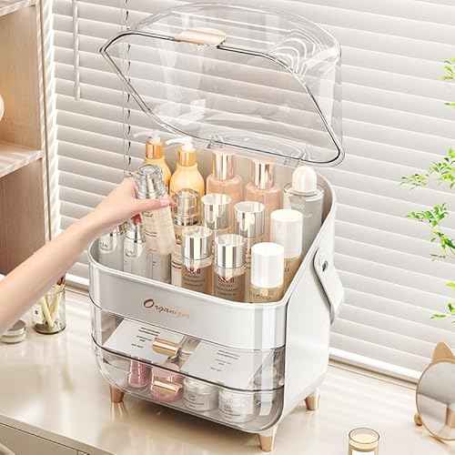 Makeup and Skincare Organizer with Multiple Compartment - Stylish & Portable Makeup Organizer Box ? Perfect Skin Care Holder for Vanity, Desk, & Bathroom - Ideal for Lipsticks, Brushes, & More