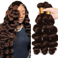 #4 Brown Loose Deep Wave Hair Bundles 20" - 3pc Set