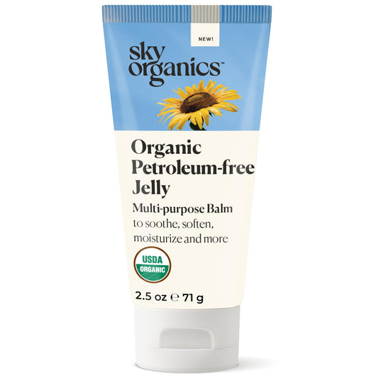 Sky Organics Organic Petroleum-free Jelly, Multi-Purpose Skin Care Balm with Organic Shea Butter, Coconut Oil, Olive Oil & Vitamin E, Moisturizing Lip Balm & Moisturizer for Dry Skin, 2.5 Oz