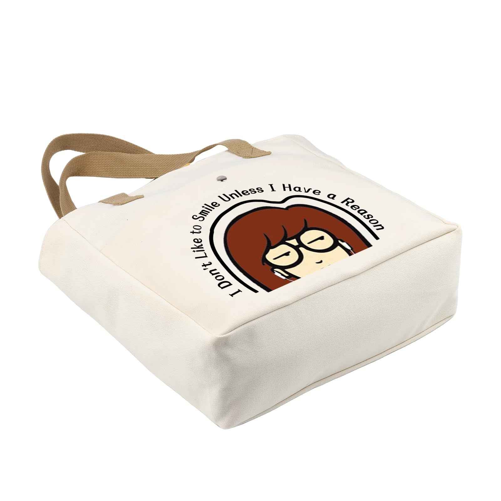 CMNIM Cartoon Merchandise Gift I Don't Like To Smile Unless I Have a Reason Larger Tote Bag 90s TV Show Merch for Fans