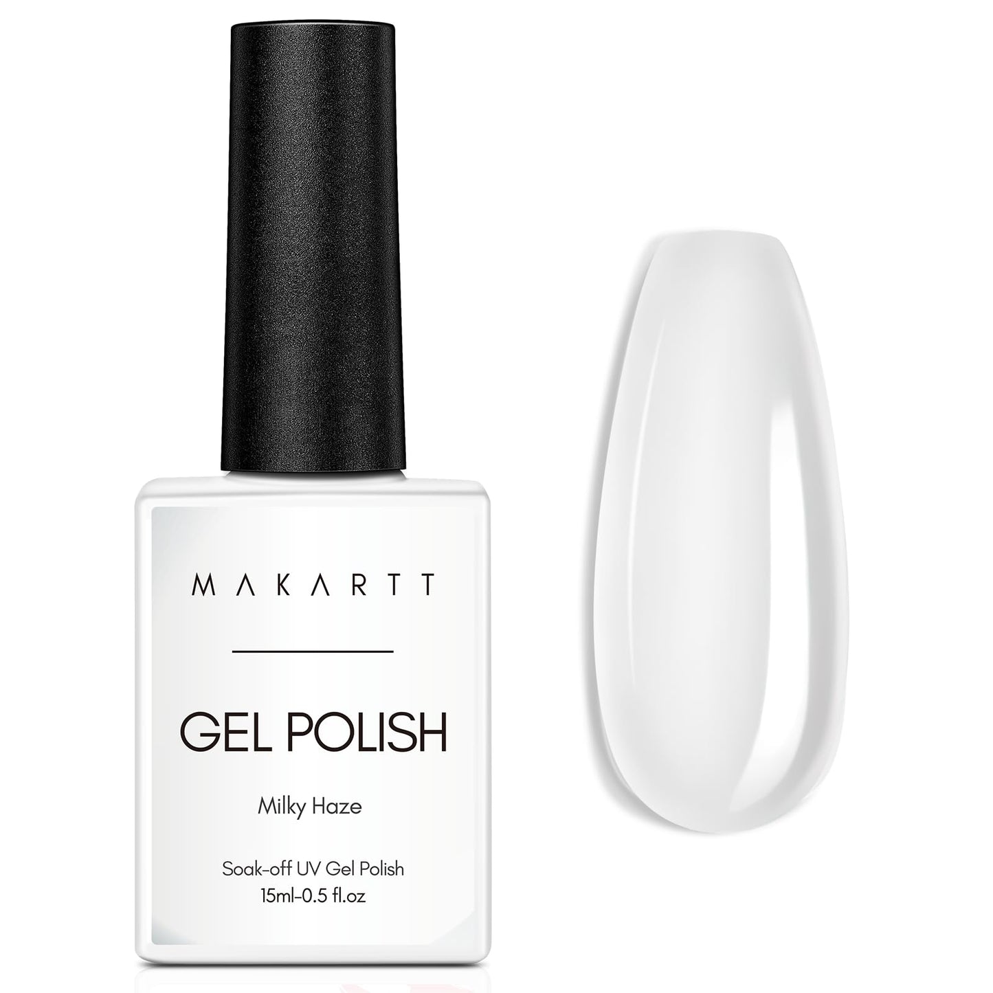 Makartt Gel Nail Polish Set 15ML Natural Gel Polish Milky White Color Soak Off UV Nail Art Manicure DIY Salon Home for Woman Girls-Milky Haze