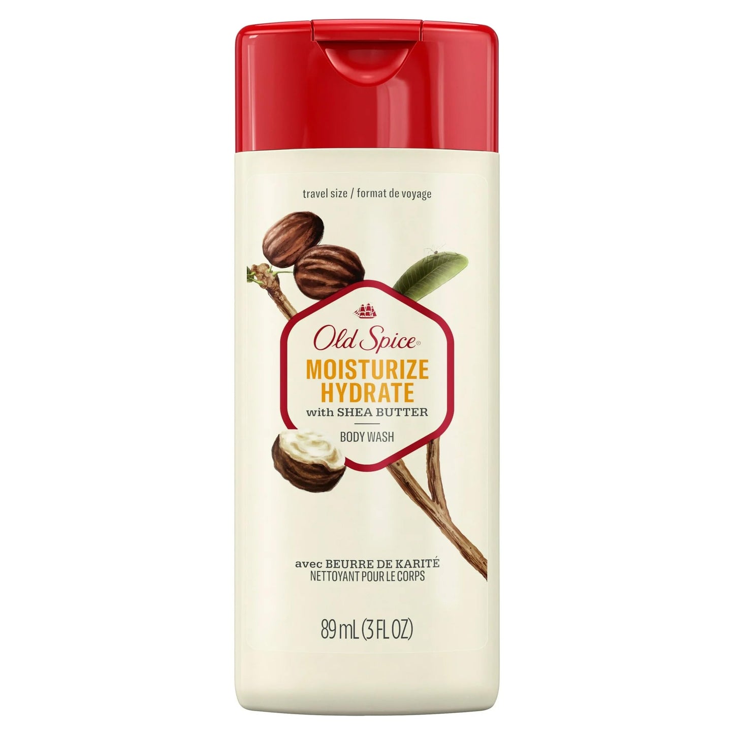 Old Spice Body Wash for Men - Travel Size Body Wash - Moisturize with Shea Butter 3 Fl Oz 24 Pack