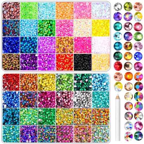48000Pcs Gems for Crafting,Resin Jelly Rhinestones for Crafting, 48 Color 3mm Flatback Gems for Diamond Art DIY Crafts Clothing Shoes Nail Art Decoration