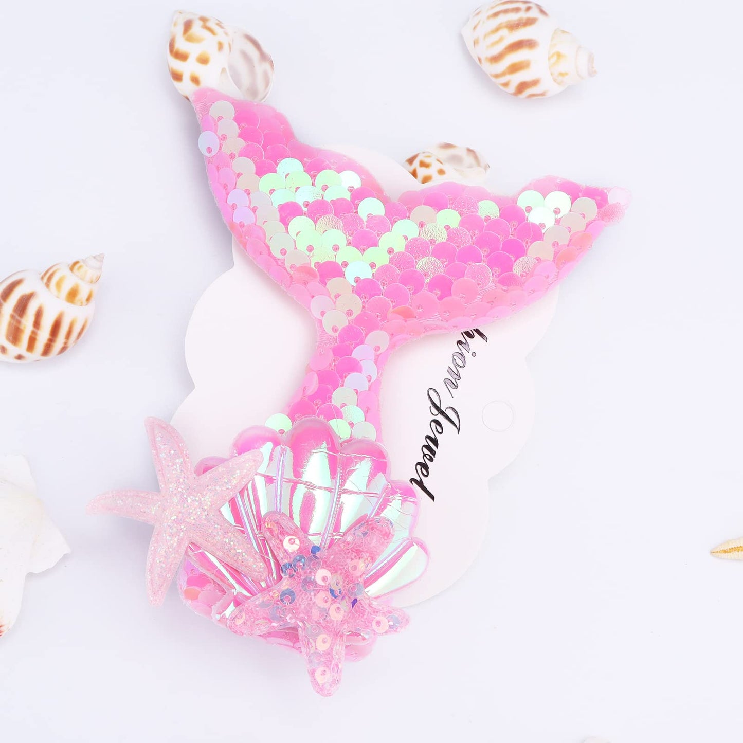 Yexnum 7 Pcs Mermaid Medium Hair Clips Starfish Hair Clip Shell Hair Pins Multicolor Sparkling Hair Clips Accessories for Women and Girls