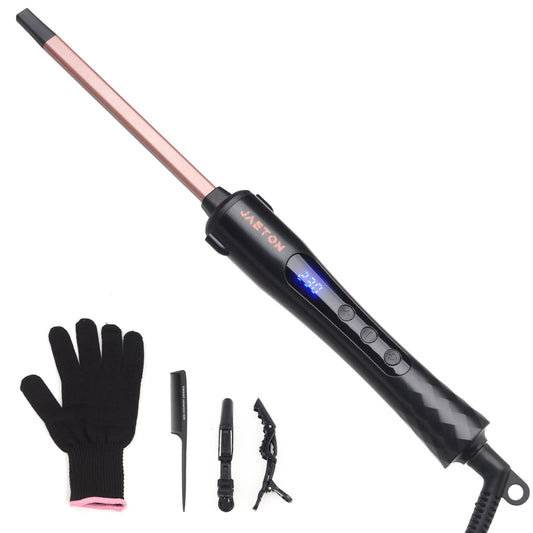 Small Curling Iron 3/8 Inch, 9mm Thin Hair Curling Wand for Short and Long Hair, Professional Ceramic Hair Curler Wand, Include Heat Resistant Glove