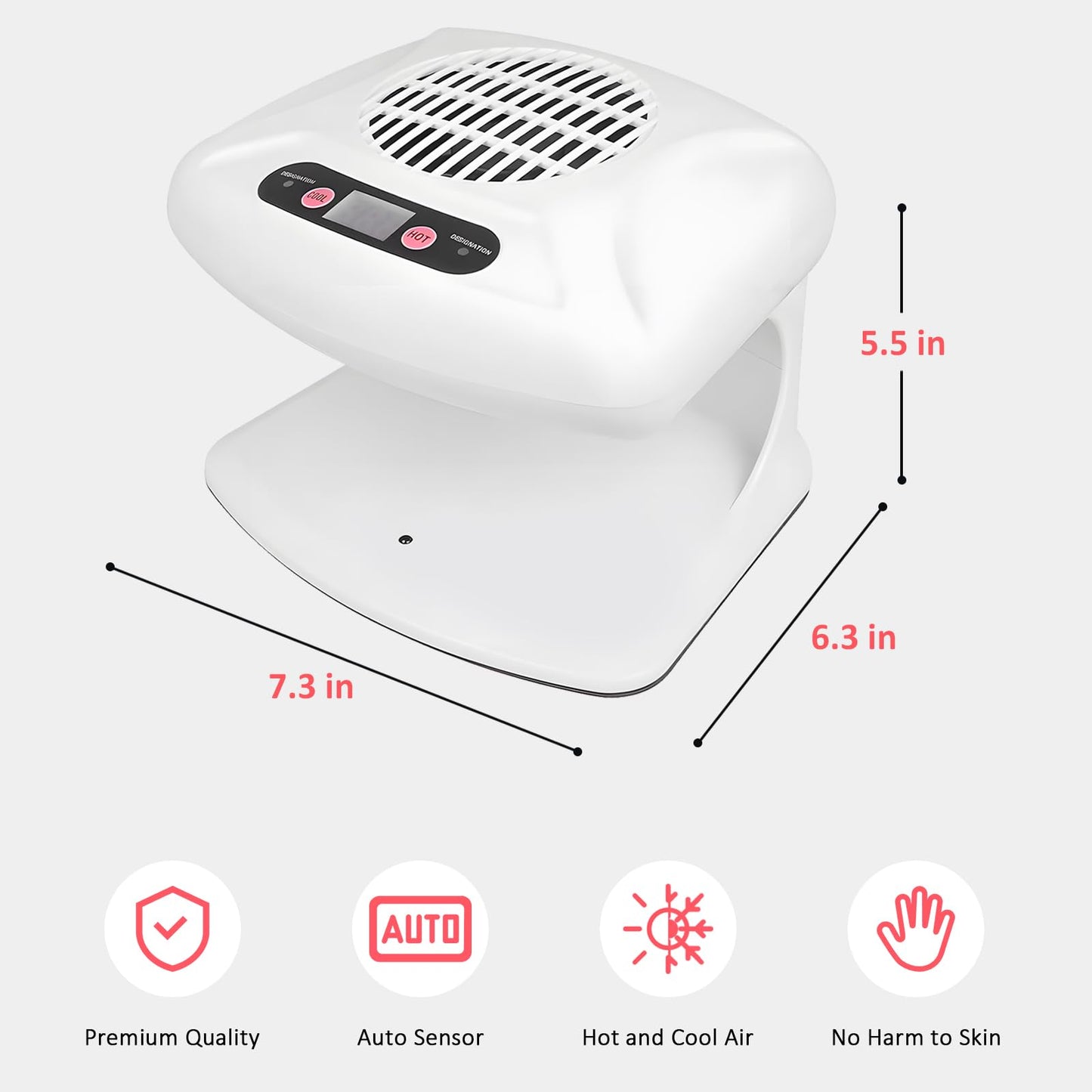 QUTUNI Nail Dryer for Regular Polish, 200W Nail Drying Fan with Sensor and Hot and Cool Air for Home Use