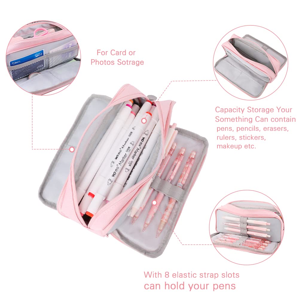 iSuperb Large Pencil Case 3 Compartments Pencil Pouch Big Capacity Pencil Bag for Kids Teen Girls Boys Student School Supplies Oxford Organizer Pen Bag Cosmetic Makeup Pouch