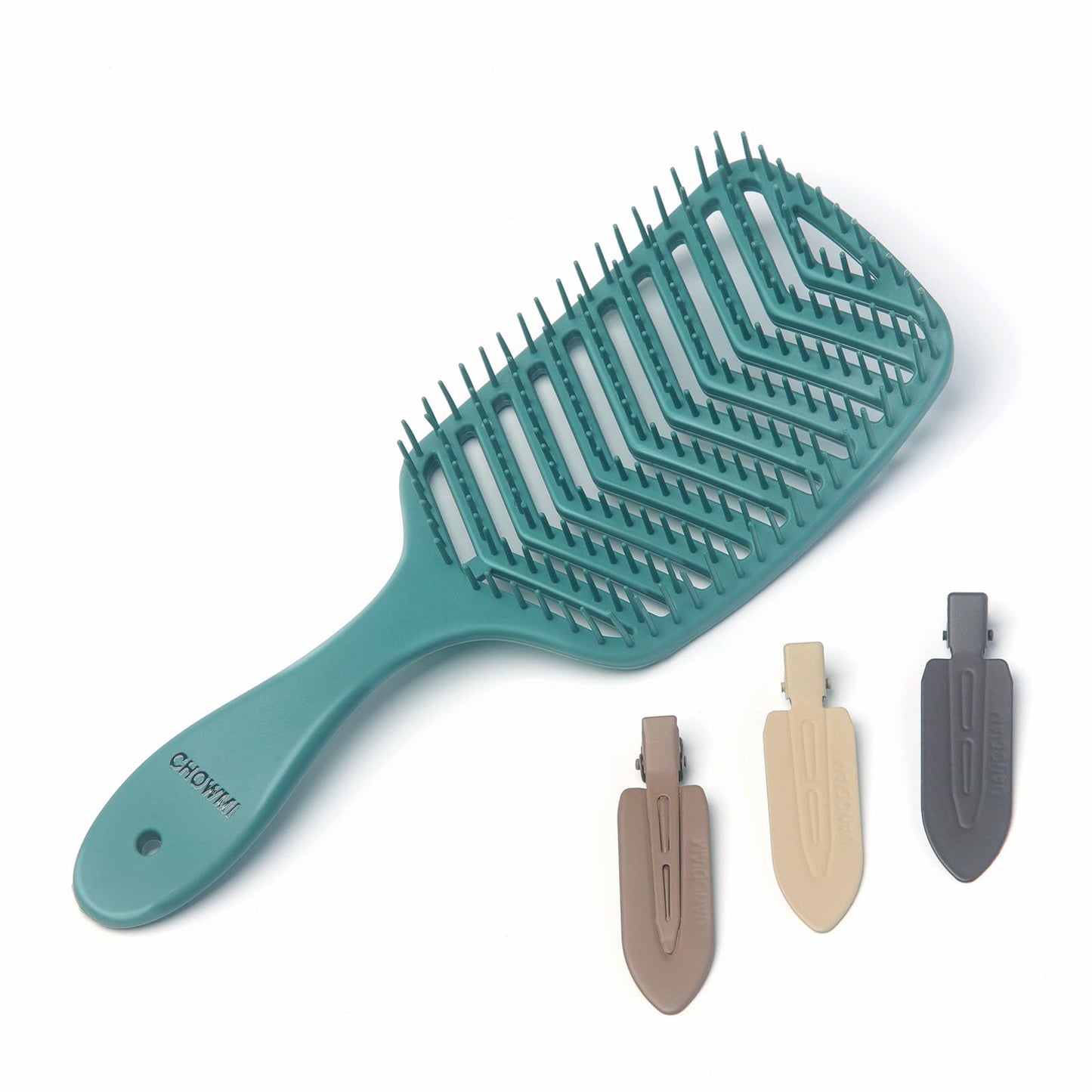 Detangling Brush, Dry and Wet Vented Detangler Hair Brush for Women and Men, Professional Paddle Curved Styling Hairbrush for Straight/Curly/Thick/Long/Wavy/Damaged Hair,Dark green…