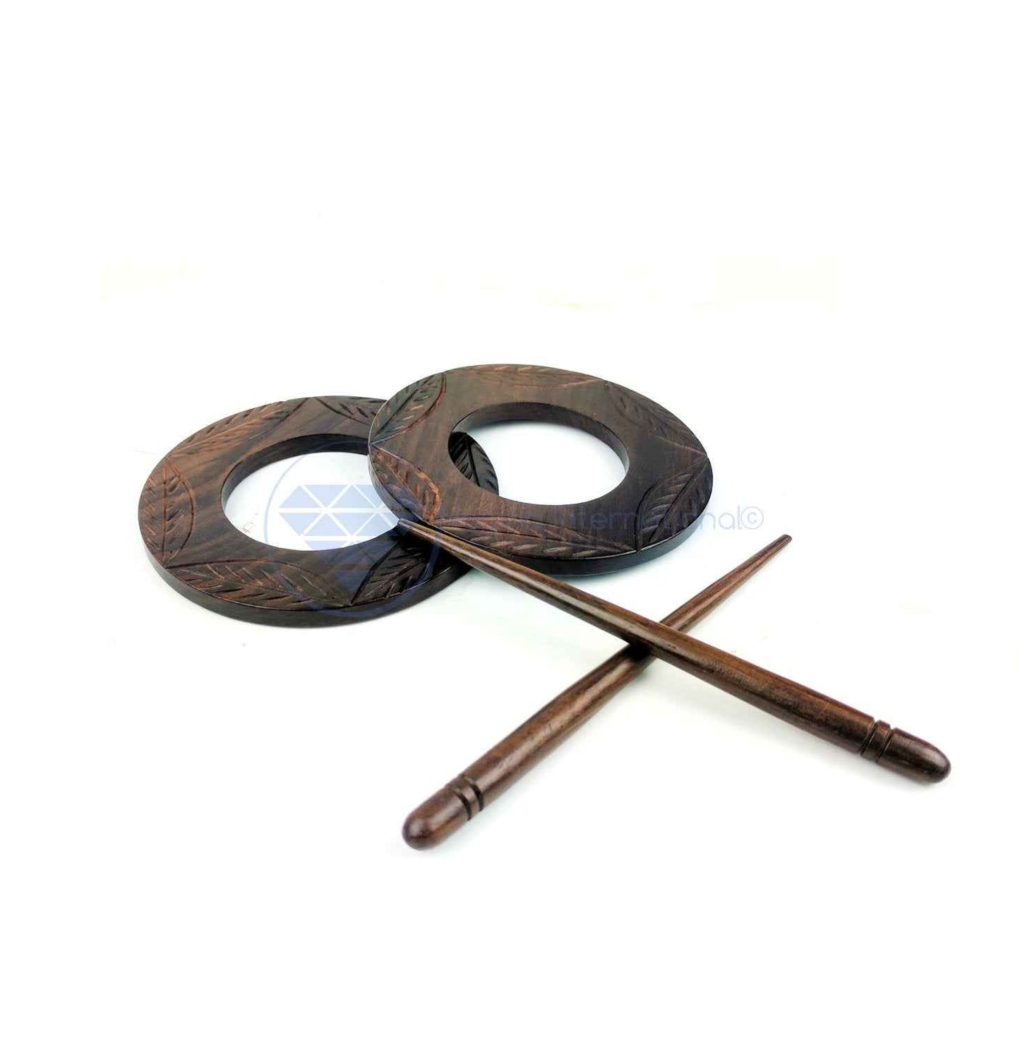 Premium Vintage Polished Wooden Shawl Pins | Hair Barrettes & Hair Clip | Personal & Beauty Care Accessories (Circular Rosewood)