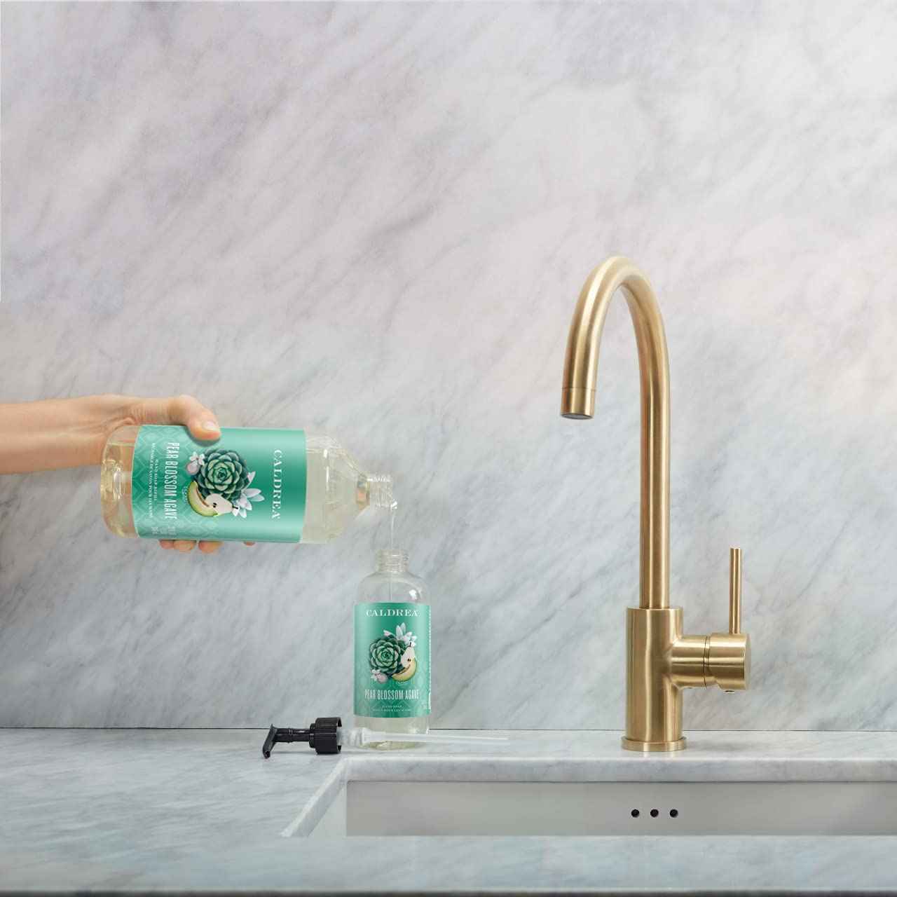 Caldrea Hand Soap Refill, Aloe Vera Gel, Olive Oil And Essential Oils To Cleanse And Condition, Pear Blossom Agave Scent, 32 Oz