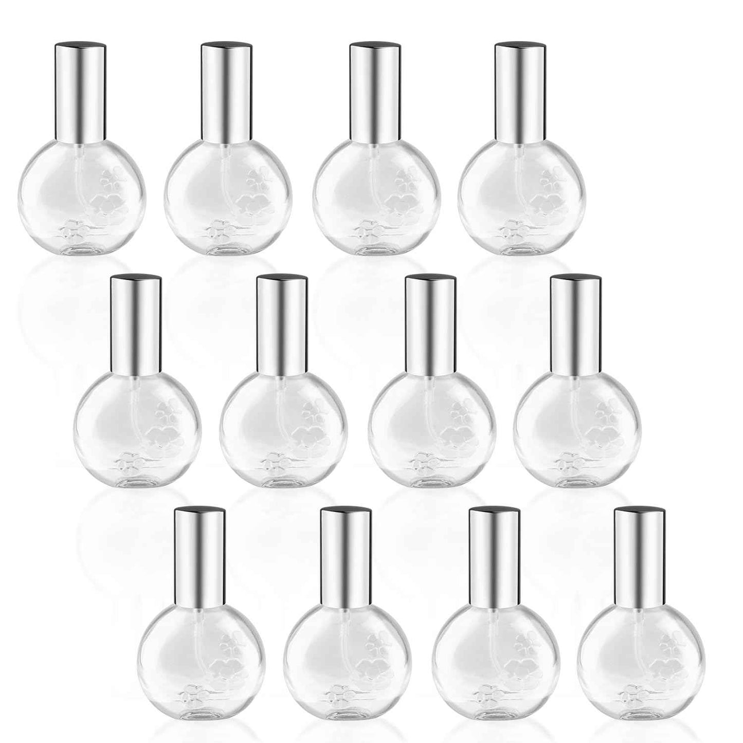 Mirrline 12 Pcs 10ml/0.34oz Glass Spray Bottle Clear Empty Fine Mist Glass Atomizer with Sprayer Pump for Fragrance Essential Oil Travel - Silver