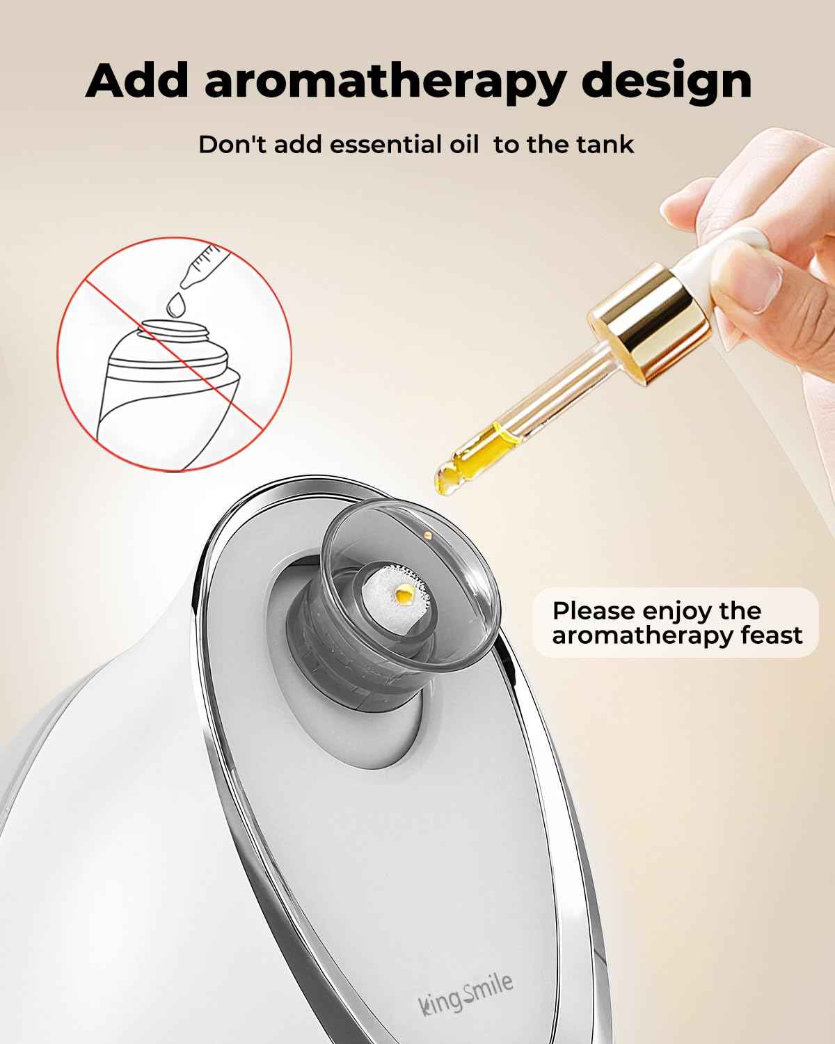 Kingsmile Facial Steamer for Face, 3 in 1 Face Steamer for Facial Deep Cleaning, Compact Nano Steamer - Aromatherapy, Adjustable Nozzle Warm Steam for Home SPA, Face Steamer for Sinuses with Hairband