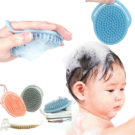 ERSIQI Cradle Cap Comb for Babies -Head Massager Scalp Stress Relax, Silicone Shampoo Brush -Travel Wet Brush- Shower Exfoliating Brush -Short Hair Soft bristles Brush for Newborns & Toddlers Grey