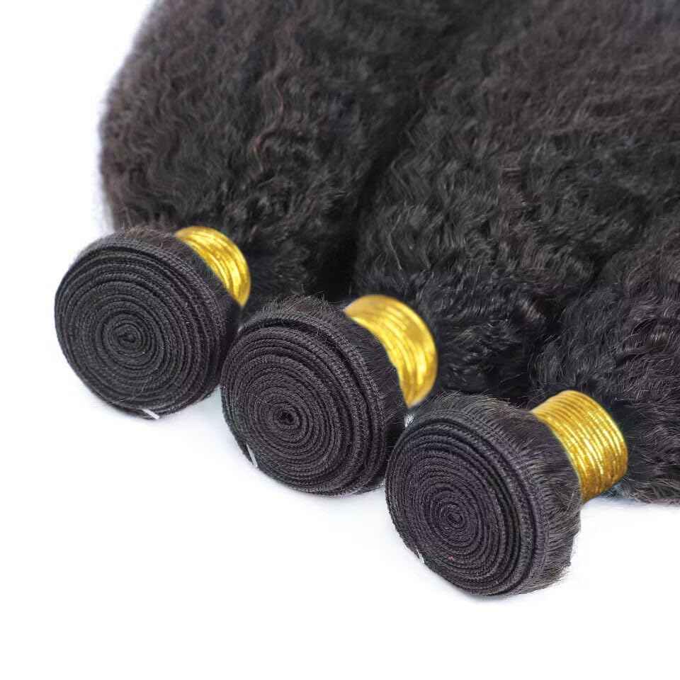 Huarisi 18 Inch Yaki Straight Weaves Human Hair 1 Bundle Brazilian Kinky Straight Hair Bundles for Black Women 10a Unprocessed Virgin Hair Weft Real Hair Extensions Sew In Weaving