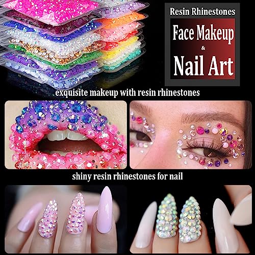 8000pcs 3mm White AB Flatback Resin Rhinestones - Non Hotfix Jelly Gems Kit