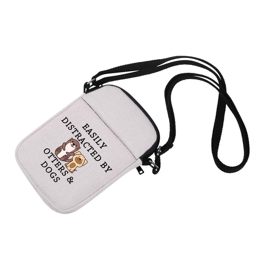 MNIGIU Otter Gift Dog Lover Makeup Bag Easily Distracted by Otters and Dogs Zipper Pouch Bag Gift (OTTTERSCrossbody)