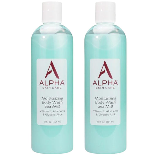 Alpha Skin Care Moisturizing Body Wash | Anti-Aging Formula | Glycolic Hydroxy Acid (AHA) | Vitamin E & Aloe Vera | Conditions & Soothes | For All Skin Types | 12 Fl Oz (2 Pack)