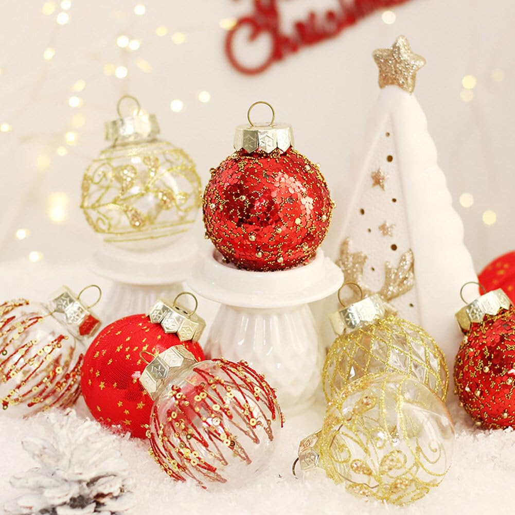 25Pcs Christmas Ornaments Sets 2.36” Christmas Ball Ornaments Christmas Tree Ornaments Shatterproof Xmas Balls Bulbs for Holiday Wedding Party Christmas Tree Decoration（Golden White）