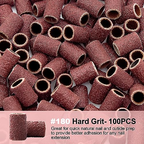 COSLUS Nail Drill Bits & Sanding Bands Set - 100 Fine Grit Sanding Bands & Mandrel for Manicure & Pedicure