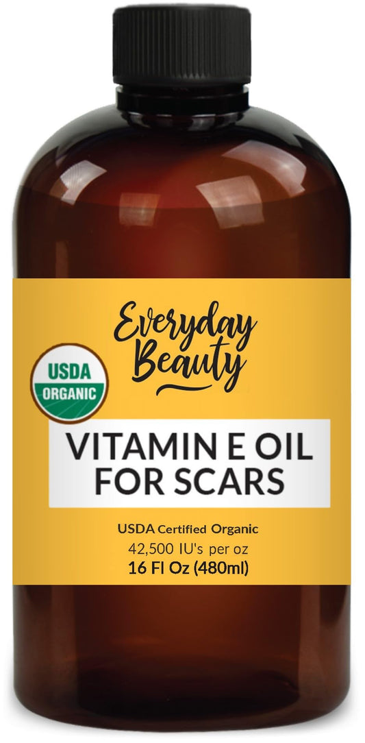 Organic Vitamin E Oil for Scars - All Natural & Vegan Skin Moisturizer 16oz - Light & Unscented Great for Scars After Surgery - Reduce Wrinkles, Anti Aging, Lighten Dark Spots - Face, Skin & All Over