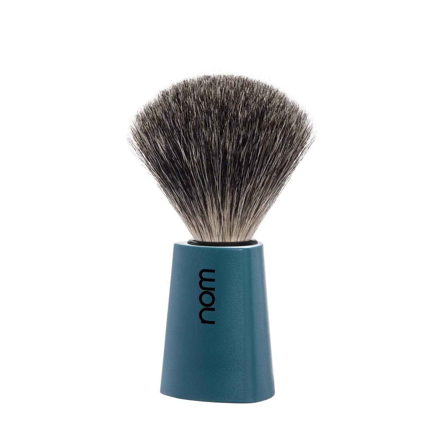 NOM Carl Shaving Brush | Pure Badger Shave Brush for Shaving soaps and creams | Exfoliating Shaving Brush | Petrol handle