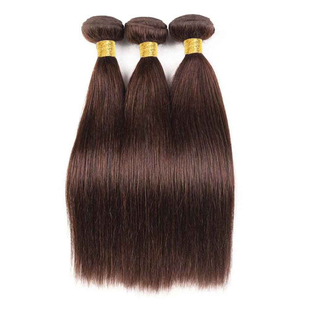 10/10/10 inch Color 4 Brown Straight Bundles Human Hair Dark Brown Human Hair Bundles Brazilian Unprocessed Virgin Weave No Tangle Hair Extensions For Black Women