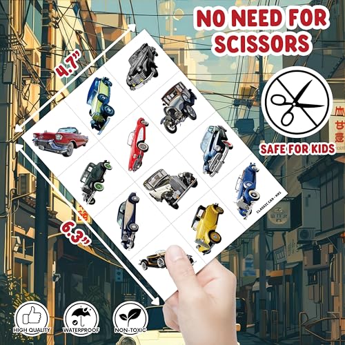 Vintage Classic Car Temporary Tattoos - 96 Pack Party Favors