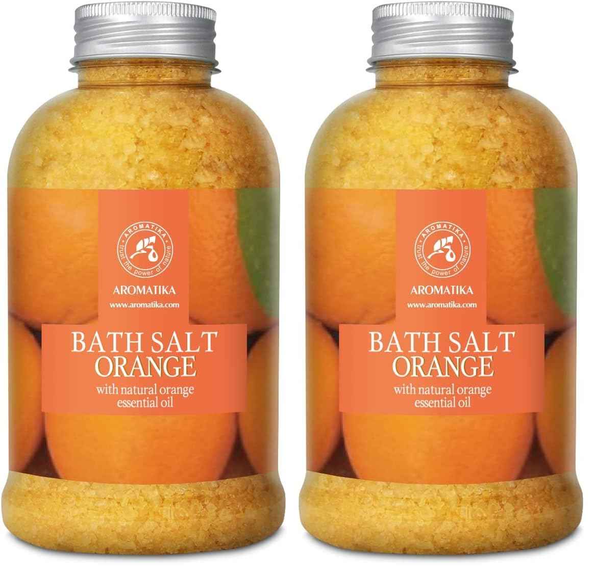 Orange Bath Salts w/Natural Orange Essential Oil 21.16 Oz - Good for Beauty - Bathing - Body Care - Wellness - Spa - Bath (Pack of 2)