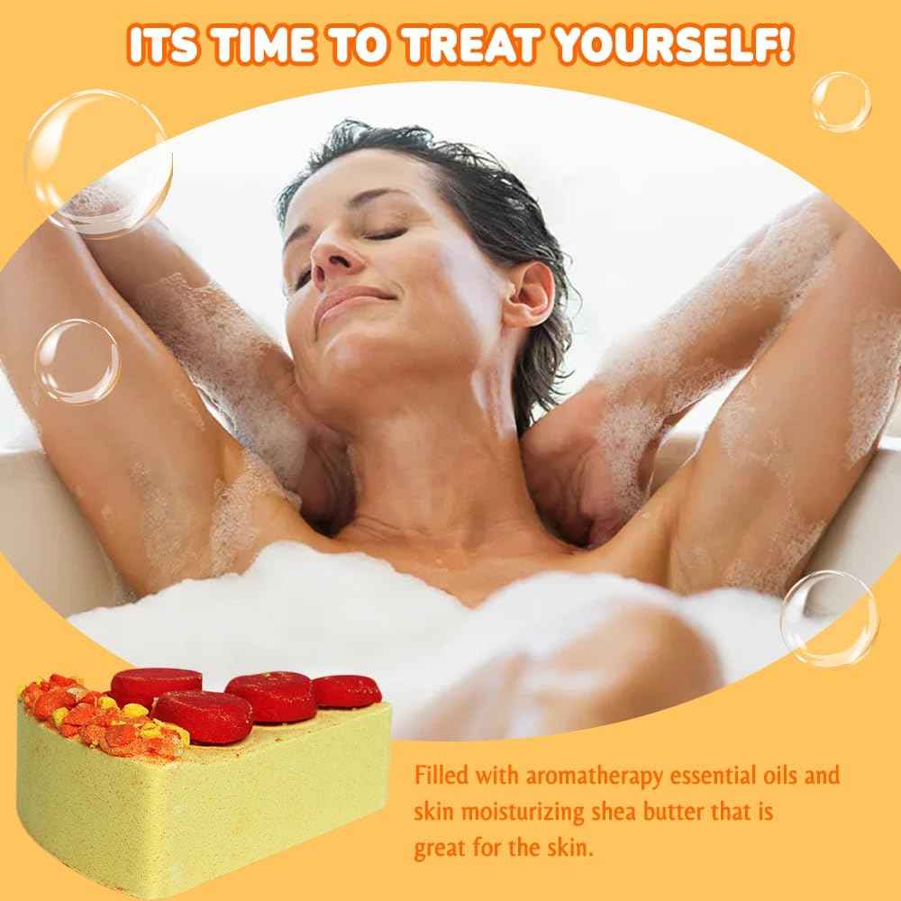 HZEX Pizza Bath Bombs Set of 8 Slices – Large Fizzies for Relaxing Bubble Bath, Handmade Spa Gift for Women, Men & Kids – Fun Pizza-Shaped Aromatherapy Bath Bomb Gift Set