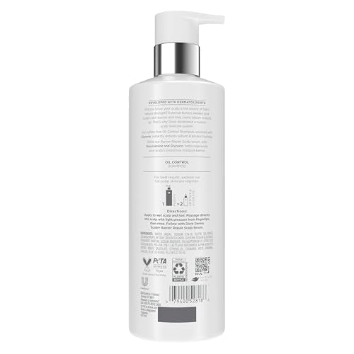 Dove Derma Scalp Shampoo 1 ct Oil Control for Gentle Build-Up Removing, with Glycerin, 16 oz