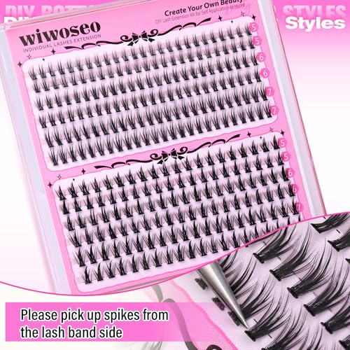 wiwoseo Spiky Bottom Lash Clusters with Bottom Lashes Clusters Wispy Lash Clusters Eyelash Clusters Eyelash Extensions Under Cluster Lashes Natural Individual Lashes Bottom Lash Extensions (240pcs)
