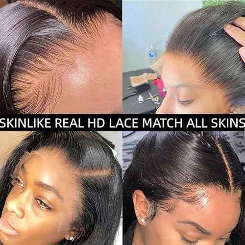 Savasana 4x4 HD Lace Closure Human Hair Straight Pre Plucked with Baby Hair 4x4 Closure for Black Women Skin Like Brazilian Virgin Natural Black 18 Inch