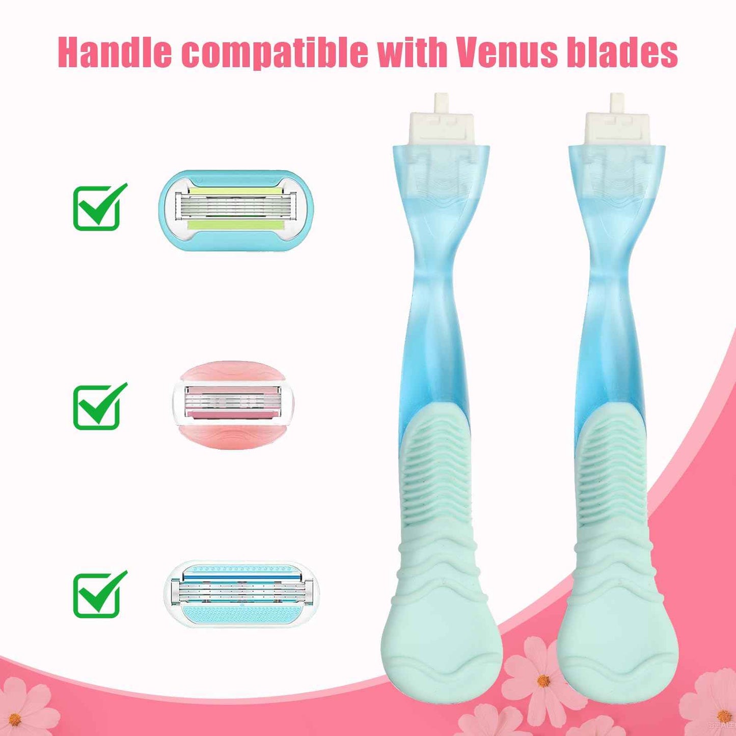 XZESH 2PCS Replacement Handle Compatible with Gillette Venus Razor (Only Handle) - Blue