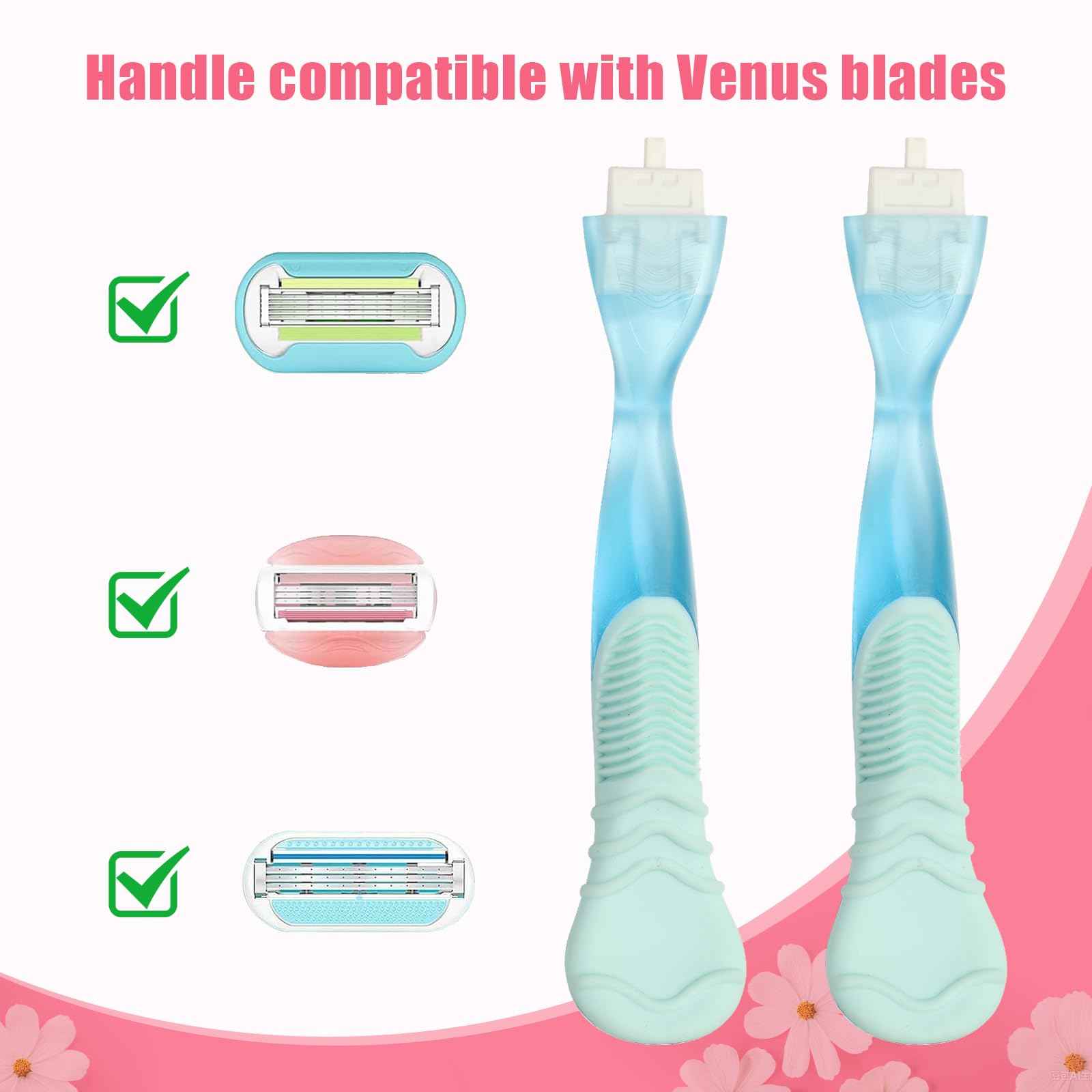 XZESH 2PCS Replacement Handle Compatible with Gillette Venus Razor (Only Handle) - Blue