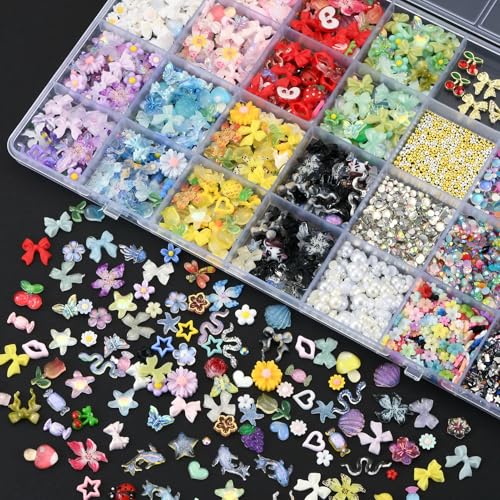 3D Nail Charms and Rhinestones Kit - 9000 Pcs 110 Styles DIY Nail Art Gems