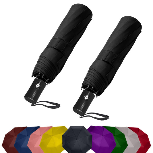 SIEPASA Two Packs Auto Open & Close Small Travel Umbrella Compact for Backpack-Umbrellas for Rain, Windproof Lightweight Strong Mini Portable Umbrellas for Men and Women.(Black, 2 Pack)