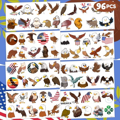 Eagle Temporary Tattoos 8 Sheets 80PCS | Party Favors
