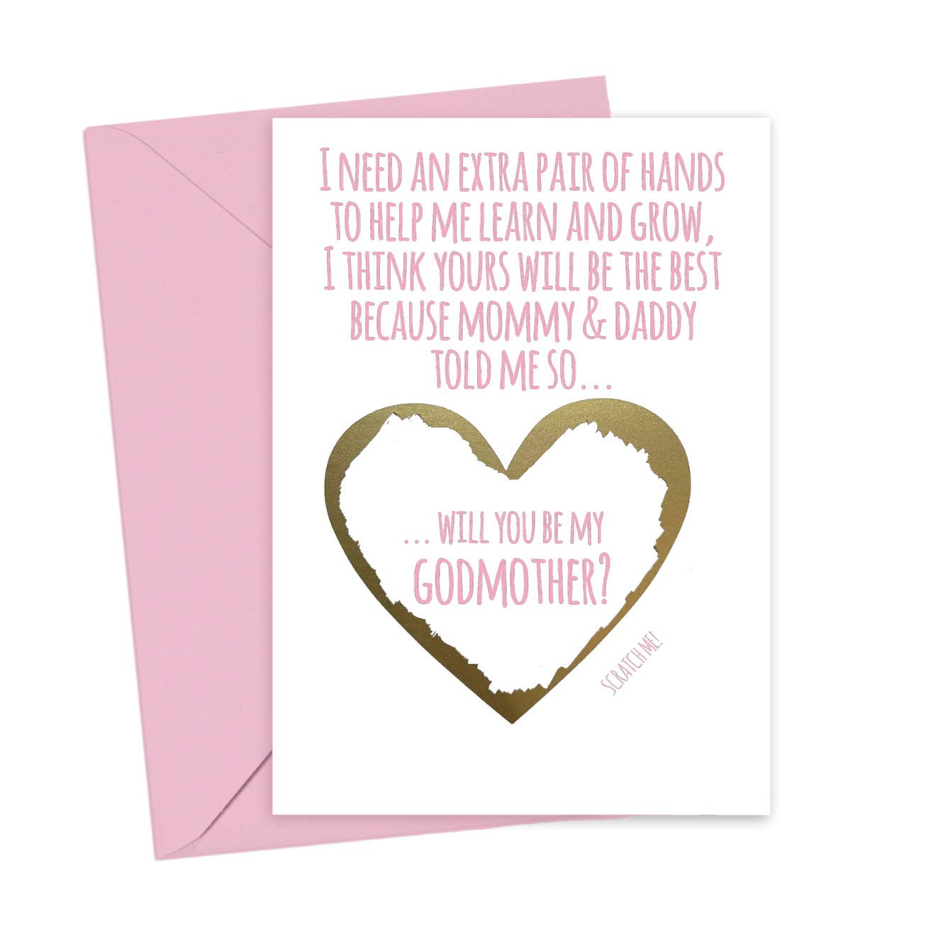 Will You Be My Godmother Scratch Off in Child Handwriting, I Need an Extra Pair of Hands Godmother Proposal Card from Niece, Nephew for Aunt, Best Friend (Extra Hands Godmother)