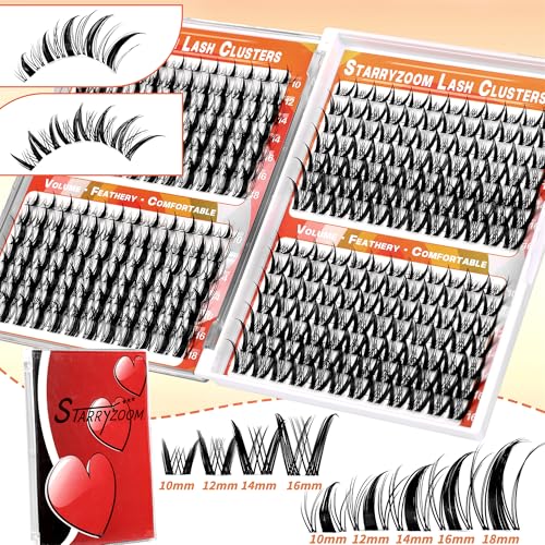 Wispy Lash Clusters Book, Doe-Eye Manga Clusters Fairy Natural Lashes 2 Styles Spiky DIY Individual Extensions Eyelash Kit 340Pcs Bulk Box CC Curl 10-18mm Mixed False Eyelashes