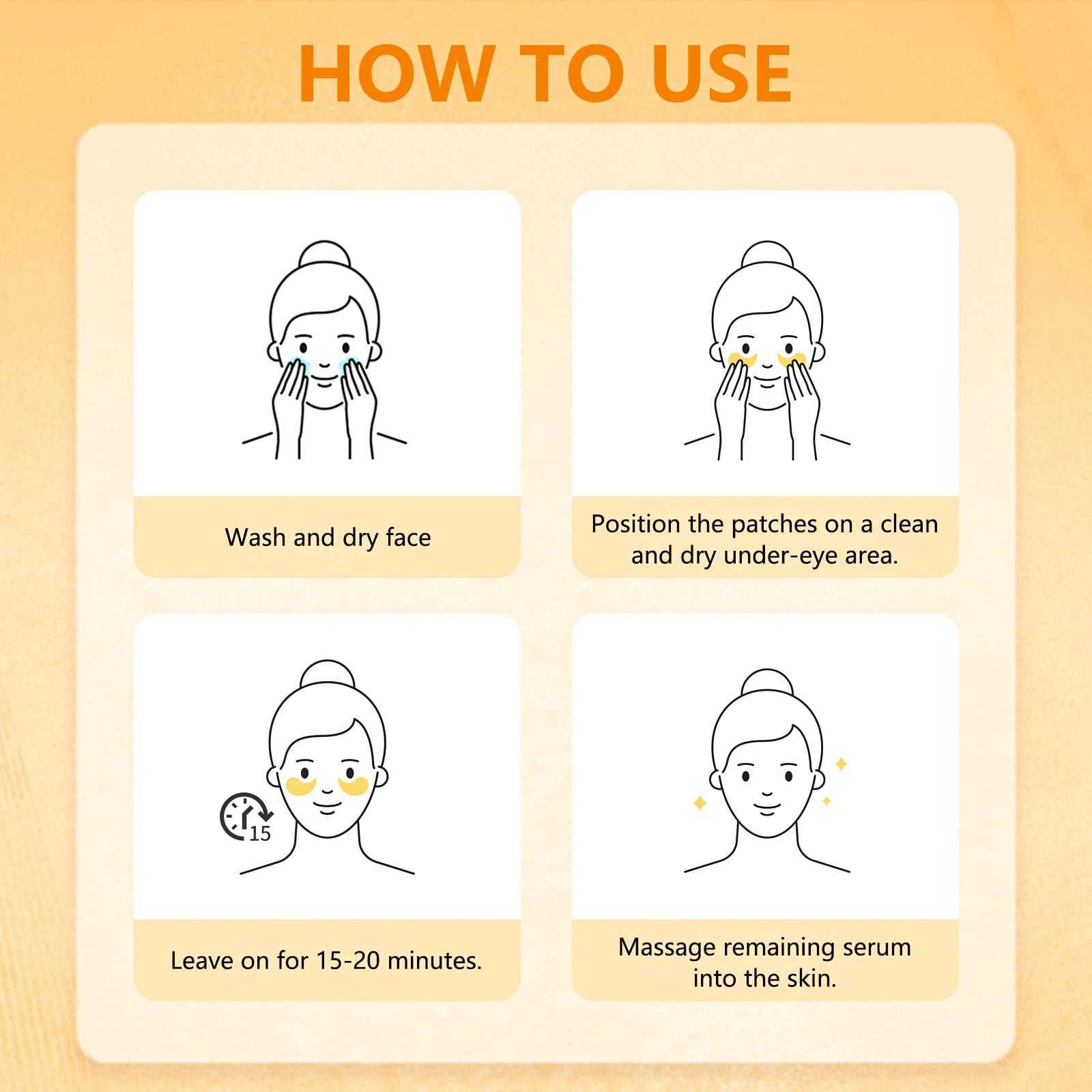 Aeryea Under Eye Patches with Vitamin C & Caffeine 30 Pairs for Dark Circles, Fine Lines and Puffiness, with Niacinamide Hydra-Gel Collagen, Skin Care for Men & Women