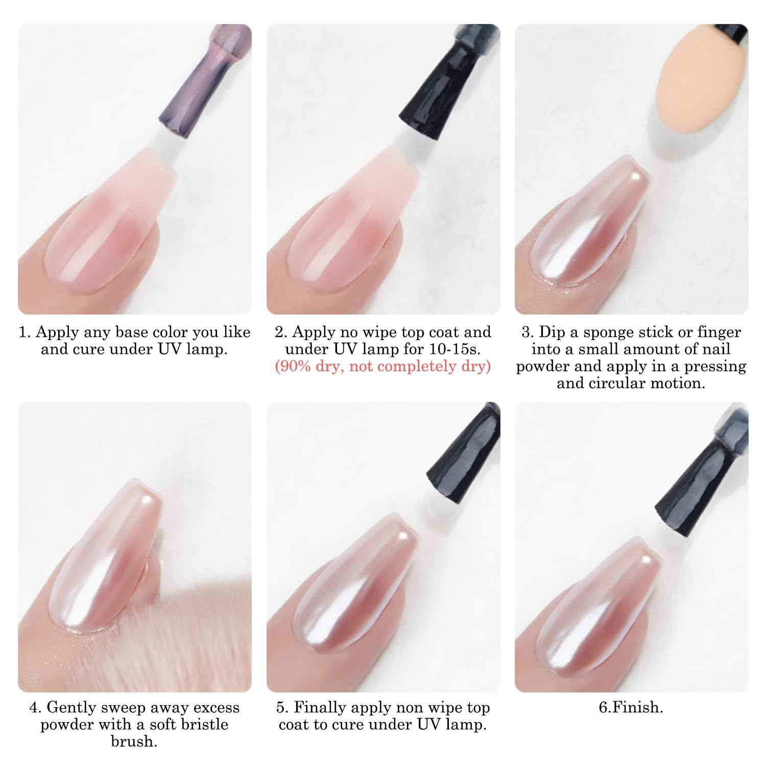 2Pcs White Pearl Chrome Nail Powder Super Glossy Metallic Mirror Effect, White Moonlight Unicorn Chrome Powder for Nails, Mermaid Glitter Pigment Powders for Gel Nail Polish Design 0.5g/Jar